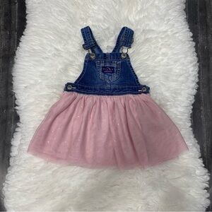 JORDACHE DENIM PINK TULLE SKIRT OVERALL JUMPER